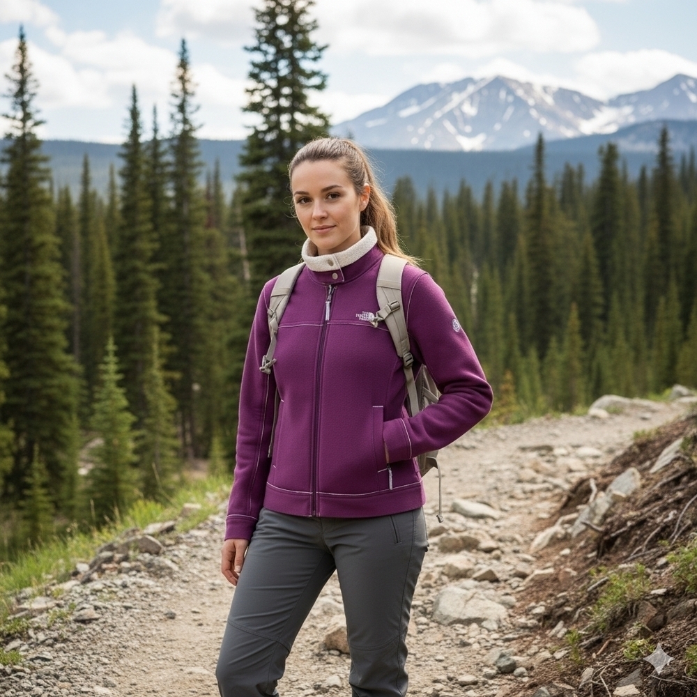 The North Face Sherpa Lined Full-Zip Fleece Jacket Purple/Burgundy Size M